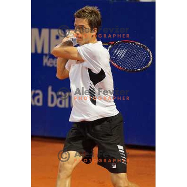 Aljaz Bedene of Slovenia in action during second round of ATP Vegeta Croatia Open tennis tournament in Umag, Croatia on July 25,2013 
