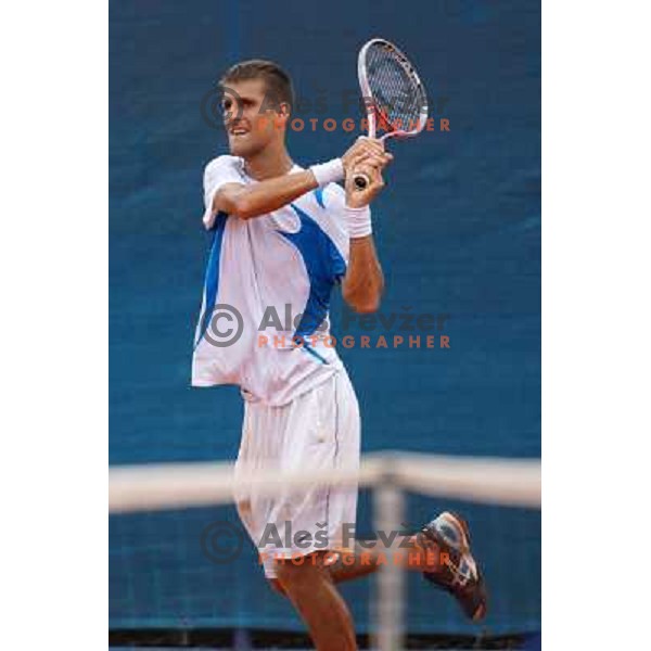 Martin Klizan of Slovakia playing in second round of ATP Vegeta Croatia Open tennis tournament in Umag, Croatia on July 24,2013 