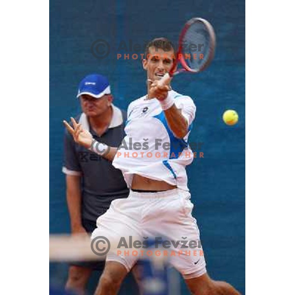 Martin Klizan of Slovakia playing in second round of ATP Vegeta Croatia Open tennis tournament in Umag, Croatia on July 24,2013 
