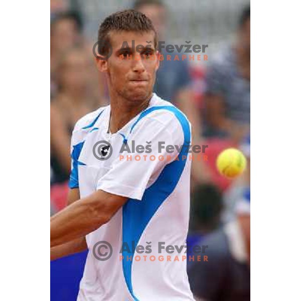 Martin Klizan of Slovakia playing in second round of ATP Vegeta Croatia Open tennis tournament in Umag, Croatia on July 24,2013 