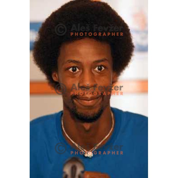 Gael Monfils of France playing in second round of ATP Vegeta Croatia Open tennis tournament in Umag, Croatia on July 24,2013 