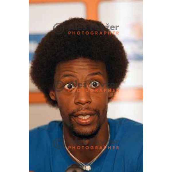 Gael Monfils of France playing in second round of ATP Vegeta Croatia Open tennis tournament in Umag, Croatia on July 24,2013 