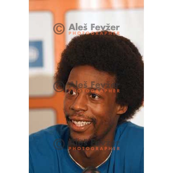 Gael Monfils of France playing in second round of ATP Vegeta Croatia Open tennis tournament in Umag, Croatia on July 24,2013 