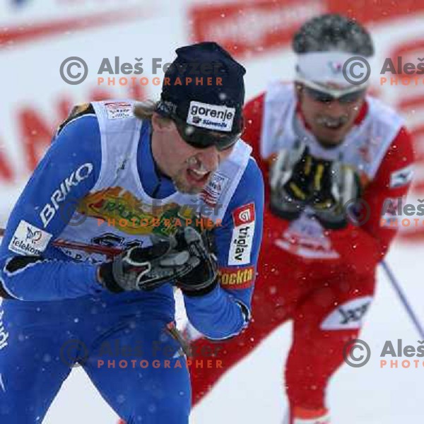 Nejc Brodar racing in snow storm at Cross Country 15 km individual race at FIS Nordic Ski WC Sapporo, Japan