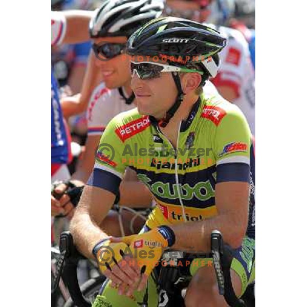 Tadej Valjavec, member of Sava Kranj cycling team finished his racing cycling career in his hometown Kranj in Slovenia during Grand Prix of Kranj EuroTour race on July 27,2013 