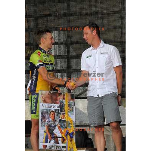 Tadej Valjavec, member of Sava Kranj cycling team finished his racing cycling career in his hometown Kranj in Slovenia during Grand Prix of Kranj EuroTour race on July 27,2013 