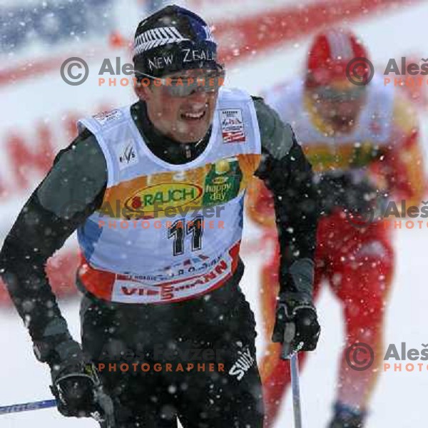 Nat Anglem racing in snow storm at Cross Country 15 km individual race at FIS Nordic Ski WC Sapporo, Japan