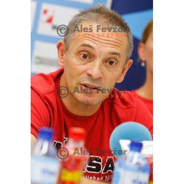 Tone Tiselj of Krim during press conference and presentation of the team for 2013/2014 handball season held in Stozice Arena, Ljubljana, Slovenia on July 30 2013 