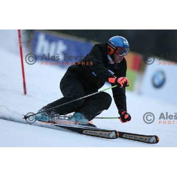 Andrej Jerman as forrunner at first run of second HIT Ski Legends Race in Kranjska gora, Slovenia hosted by Jure Kosir