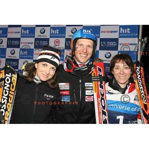 Spela Pretnar, Andrej Jerman, Mateja Svet after second run of HIT Ski Legends Challenge Race in Kranjska gora, Slovenia hosted by Jure Kosir
