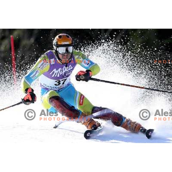 Mitja Valencic during first run of FIS Vitranc world cup slalom race in Kranjska Gora, Slovenia