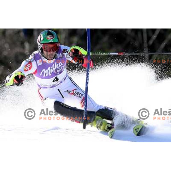 Mario Matt during first run of FIS Vitranc world cup slalom race in Kranjska Gora, Slovenia