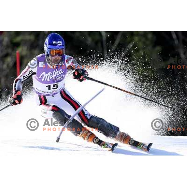 Jean Baptiste Grange during first run of FIS Vitranc world cup slalom race in Kranjska Gora, Slovenia