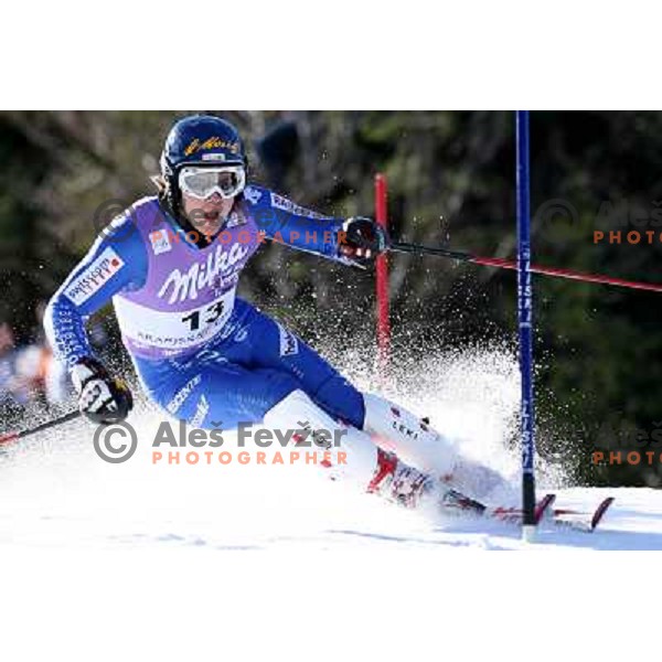 Marc Berthod during first run of FIS Vitranc world cup slalom race in Kranjska Gora, Slovenia