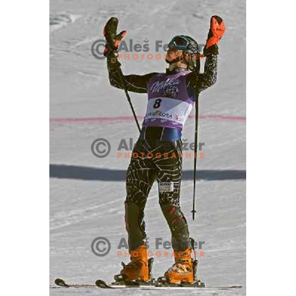 Ted Ligety reacting to mistake in second run of FIS Vitranc world cup slalom race in Kranjska Gora, Slovenia