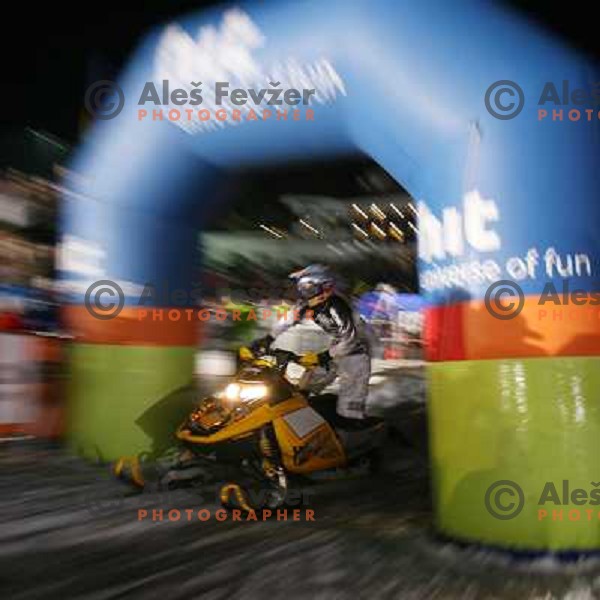 Heath Frisby at Red Bull snowmobile show at HIT Ski Legends Challenge Race in Kranjska gora, Slovenia hosted by Jure Kosir