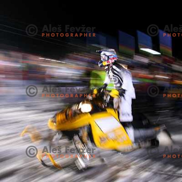 Heath Frisby at Red Bull snowmobile show at HIT Ski Legends Challenge Race in Kranjska gora, Slovenia hosted by Jure Kosir