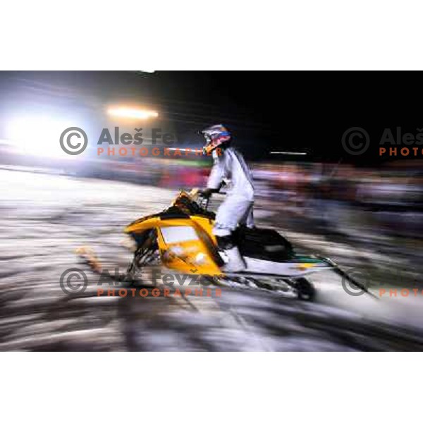 Heath Frisby at Red Bull snowmobile show at HIT Ski Legends Challenge Race in Kranjska gora, Slovenia hosted by Jure Kosir