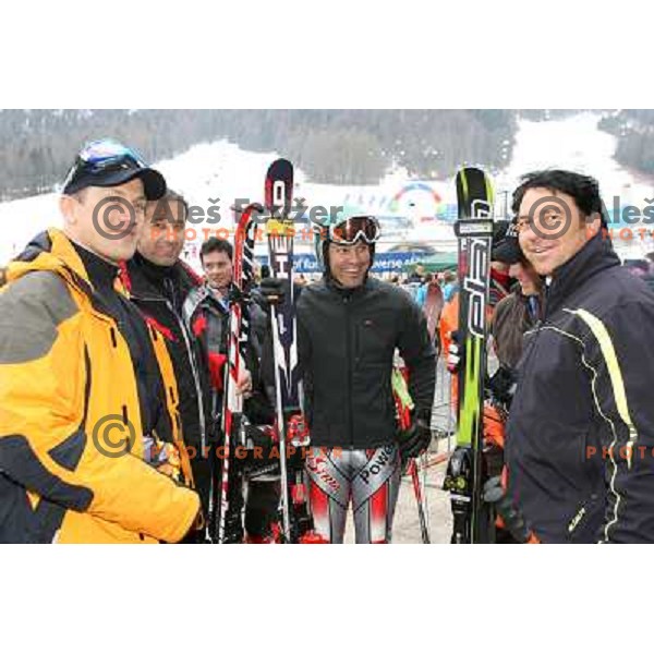 Jure Kosir, Mario Reiter and Christian Mayer at meeting of Ski racers and VIP skiers in hotel Larix before the start second HIT Ski Legends Race in Kranjska gora, Slovenia