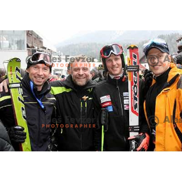 Stanovnik, Pecovnik, Jerman, Kosir among Ski racers and VIP skiers in hotel Larix before the start second HIT Ski Legends Race in Kranjska gora, Slovenia