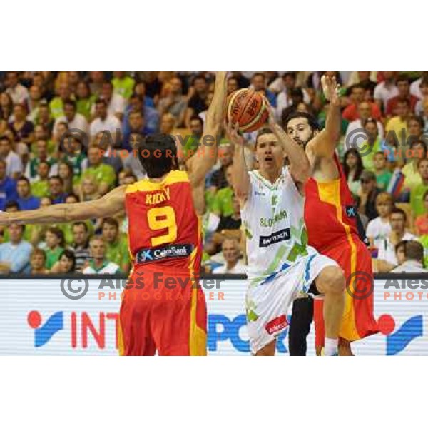 Jaka Lakovic of Slovenia in action during basketball match Slovenia-Spain in Preliminary round group C of Eurobasket 2013, played in Arena Zlatorog , Celje, Slovenia on September 5, 2013 