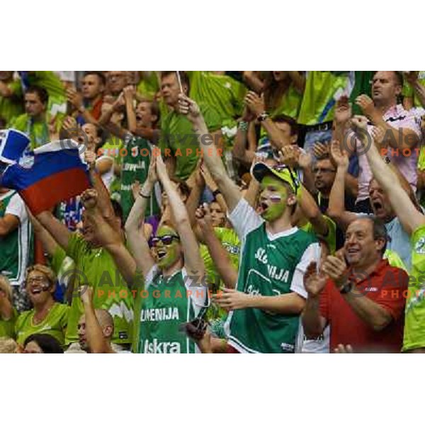 Fans of Slovenia in action during basketball match Slovenia-Spain in Preliminary round group C of Eurobasket 2013, played in Arena Zlatorog , Celje, Slovenia on September 5, 2013 