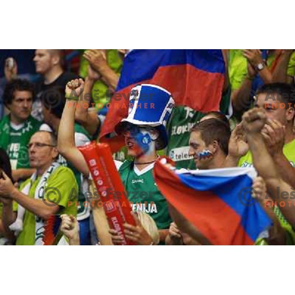 Fans of Slovenia in action during basketball match Slovenia-Spain in Preliminary round group C at EuroBasket 2013, played in Arena Zlatorog, Celje, Slovenia on September 5, 2013 