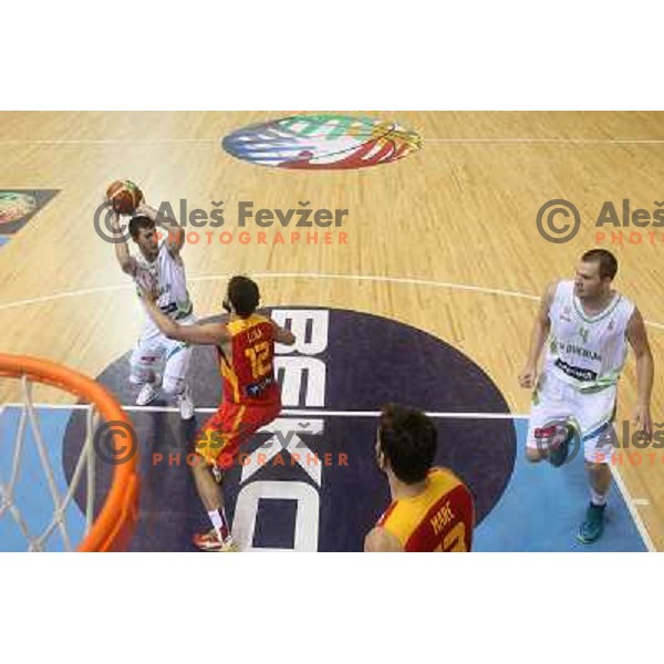 Goran Dragic, Uros Slokar of Slovenia in action during basketball match Slovenia-Spain in Preliminary round group C at EuroBasket 2013, played in Arena Zlatorog, Celje, Slovenia on September 5, 2013 