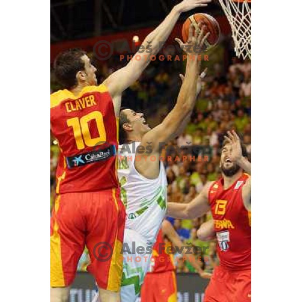 Jure Balazic of Slovenia in action during basketball match Slovenia-Spain in Preliminary round group C at EuroBasket 2013, played in Arena Zlatorog, Celje, Slovenia on September 5, 2013 