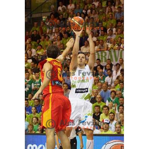 Bostjan Nachbar of Slovenia in action during basketball match Slovenia-Spain in Preliminary round group C at EuroBasket 2013, played in Arena Zlatorog, Celje, Slovenia on September 5, 2013 