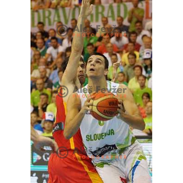 Jure Balazic of Slovenia in action during basketball match Slovenia-Spain in Preliminary round group C at EuroBasket 2013, played in Arena Zlatorog, Celje, Slovenia on September 5, 2013 