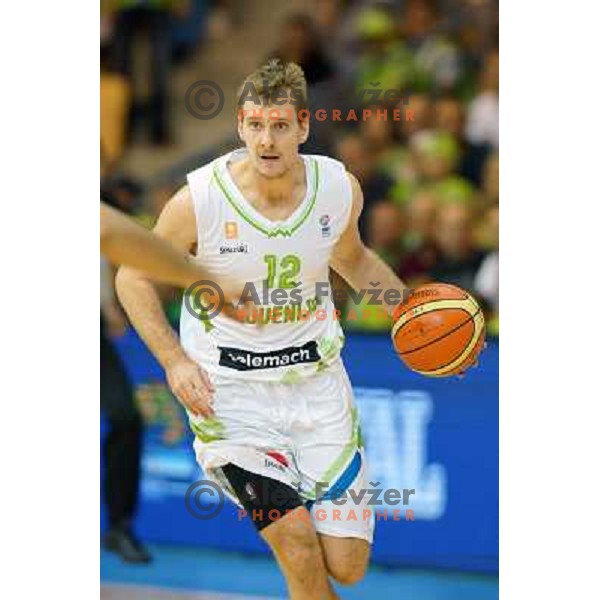 Zoran Dragic of Slovenia in action during basketball match Slovenia-Spain in Preliminary round group C at EuroBasket 2013, played in Arena Zlatorog, Celje, Slovenia on September 5, 2013 