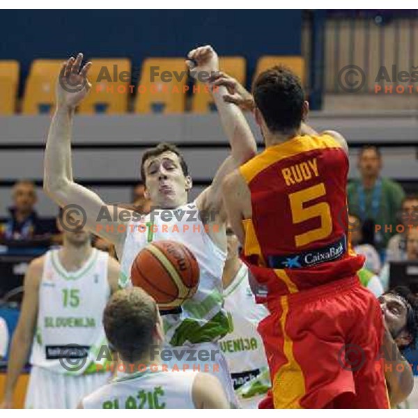 Goran Dragic of Slovenia in action during basketball match Slovenia-Spain in Preliminary round group C at EuroBasket 2013, played in Arena Zlatorog, Celje, Slovenia on September 5, 2013 