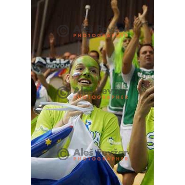 Fans of Slovenia in action during basketball match Slovenia-Spain in Preliminary round group C at EuroBasket 2013, played in Arena Zlatorog, Celje, Slovenia on September 5, 2013 
