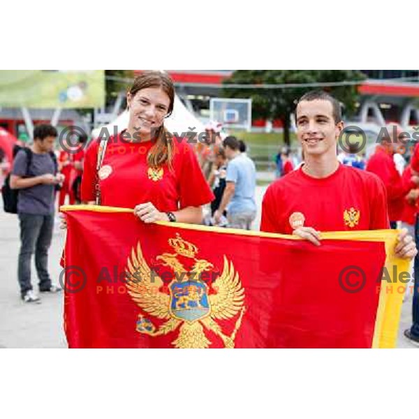 Fans during basketball match Montenegro and Bosnia and Hercegovina in Preliminary round group B at EuroBasket 2013, played in Arena Podmezakla on September 6th, Jesenice, Slovenia 