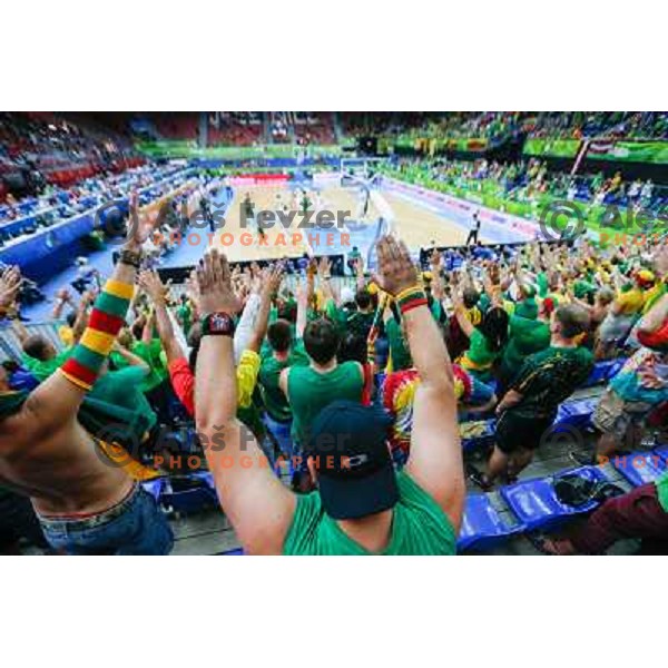 Fans during basketball match Latvia and Lithuania in Preliminary round group B at EuroBasket 2013, played in Arena Podmezakla on September 6th, Jesenice, Slovenia 