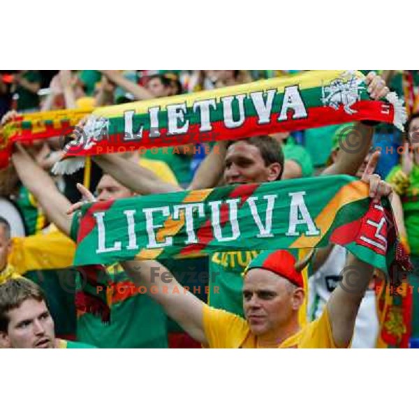 Fans during basketball match Latvia and Lithuania in Preliminary round group B at EuroBasket 2013, played in Arena Podmezakla on September 6th, Jesenice, Slovenia 