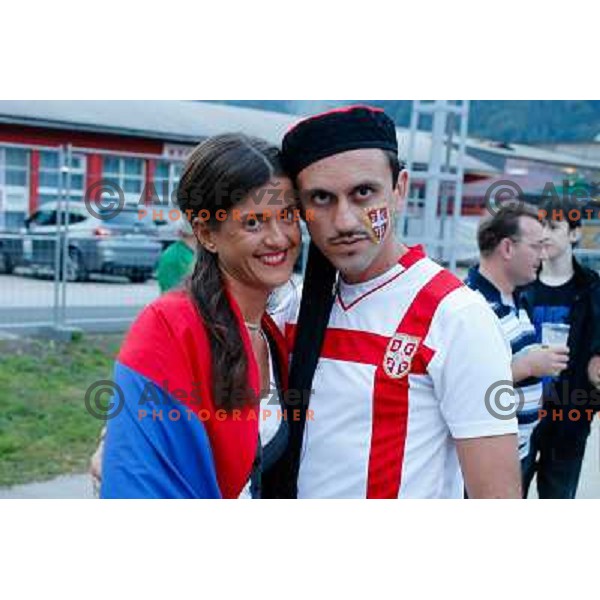 Fans during basketball match Serbia and Macedonia in Preliminary round group B at EuroBasket 2013, played in Arena Podmezakla on September 6th, Jesenice, Slovenia 