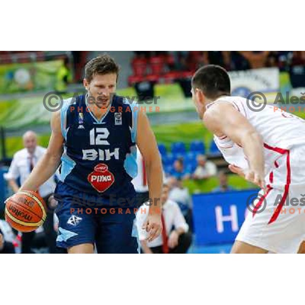 Mirza Teletovic of Bosnia and Herzegovina during basketball match between Montenegro and Bosnia and Hercegovina in Preliminary round group B at EuroBasket 2013, played in Arena Podmezakla on September 6th, Jesenice, Slovenia 