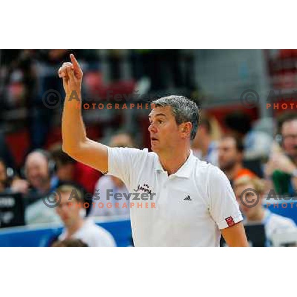 Ainars Bagatskis, head coach of Latvia during basketball match between Latvia and Lithuania in Preliminary round group B at EuroBasket 2013, played in Arena Podmezakla on September 6th, Jesenice, Slovenia 