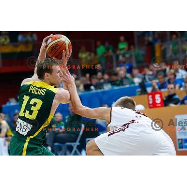 Martynas Pocius of Lithuania during basketball match between Latvia and Lithuania in Preliminary round group B at EuroBasket 2013, played in Arena Podmezakla on September 6th, Jesenice, Slovenia 