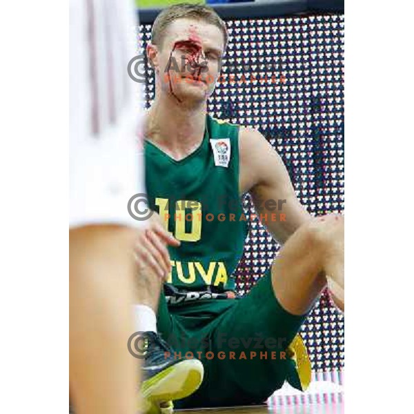 Renaldas Seibutis of Lithuania during basketball match between Latvia and Lithuania in Preliminary round group B at EuroBasket 2013, played in Arena Podmezakla on September 6th, Jesenice, Slovenia 