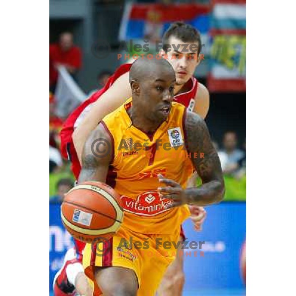 Bo McCalebb of Macedonia during basketball match between Serbia and Macedonia in Preliminary round group B at EuroBasket 2013, played in Arena Podmezakla on September 6th, Jesenice, Slovenia 
