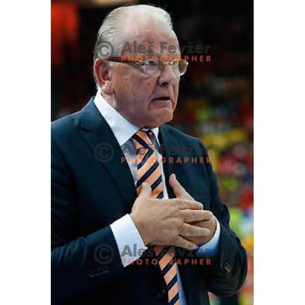 Dusan Ivkovic, head coach of Serbia during basketball match between Serbia and Macedonia in Preliminary round group B at EuroBasket 2013, played in Arena Podmezakla on September 6th, Jesenice, Slovenia 