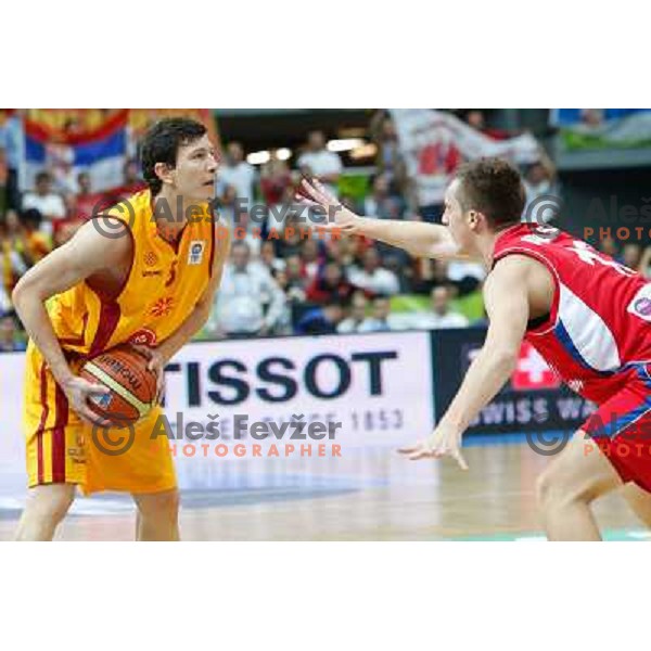 Vlado Ilievski of Macedonia during basketball match between Serbia and Macedonia in Preliminary round group B at EuroBasket 2013, played in Arena Podmezakla on September 6th, Jesenice, Slovenia 