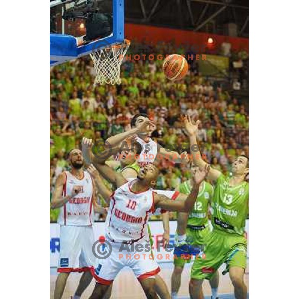 Domen Lorbek of Slovenia in action during basketball match Slovenia-Georgia in Preliminary Round Group C of Eurobasket 2013, played at Arena Zllatorog, Celje, Slovenia on September 7, 2013 