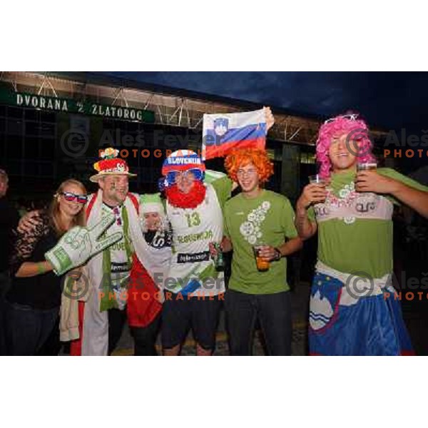 Fans before basketball match Slovenia vs Croatia in preliminary round group C of Eurobasket 2013, played in Arena Zlatorog in Celje, Slovenia on September 8, 2013 