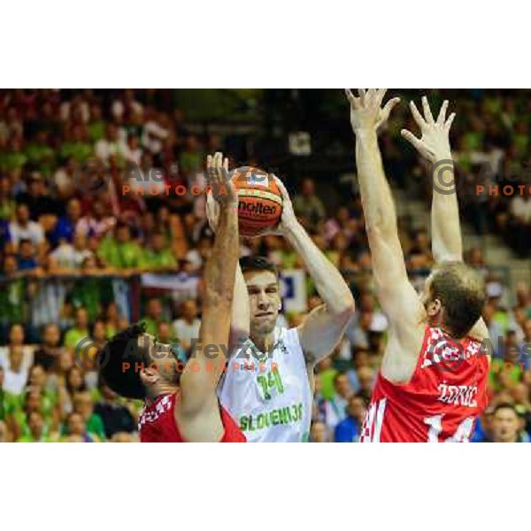 Gasper Vidmar of Slovenia in action during basketball match Slovenia-Croatia in preliminary round group C of Eurobasket 2013, played in Arena Zlatorog in Celje, Slovenia on September 8, 2013 