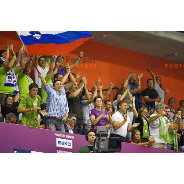 Borut Pahor, zoran Milanovic ,Alenka Bratusek,Karl Erjavec, Jakic at basketball match Slovenia vs Croatia in preliminary round group C of Eurobasket 2013, played in Arena Zlatorog in Celje, Slovenia on September 8, 2013 
