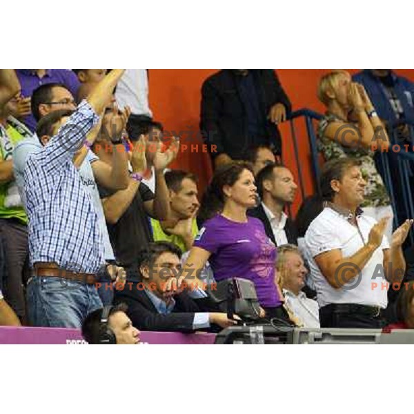 Pahor , Milanovic, Bratusek at basketball match Slovenia vs Croatia in preliminary round group C of Eurobasket 2013, played in Arena Zlatorog in Celje, Slovenia on September 8, 2013 